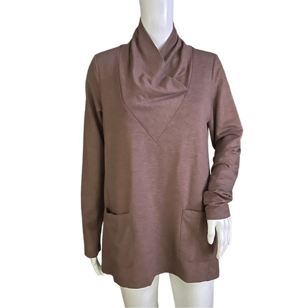 Logo by Lori Goldstien Shirt Womens Small Mauve Pink Shawl Neck Neutral Minimal